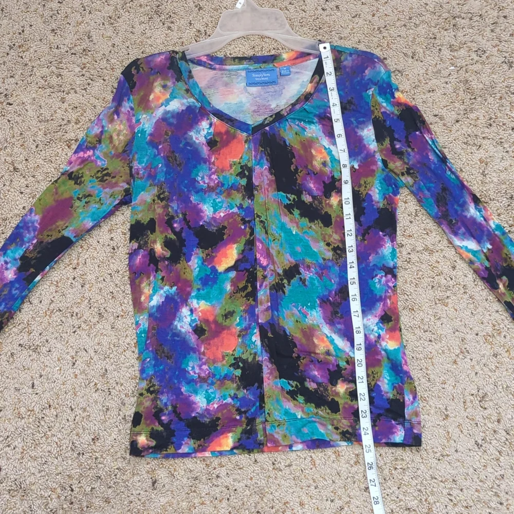 Vera Wang long sleeve tie dye multicolor top medium - Picture 5 of 7